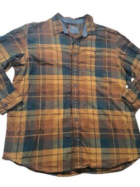 Bob Timberlake Flannel 2XL Big & Tall Orange Plaid Shirt Rugged Outdoor